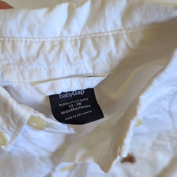 babyGap brannan bear white cotton button down shirt 12-18 months baby boy - Picture 3 of 6